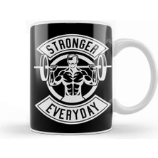 Baskı Dükkanı Weightlifting Stronger Everyday Kupa Bardak Porselen