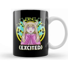 Baskı Dükkanı Anime Japanese Girl Manga Excited Face Cute Otaku Kupa Bardak Porselen