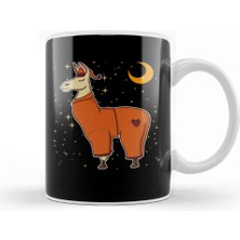 Baskı Dükkanı Sleepy Llama Bedtime Pajamas Dreaming Stars Moons Kupa Bardak Porselen