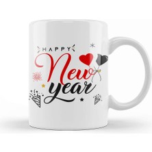 Baskı Dükkanı Yılbaşı Yeni Yıl Konseptli Happy New Year Kupa Bardak Porselen