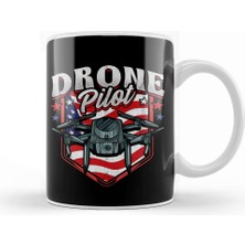 Baskı Dükkanı American Flag Drone Pilot Patriotic Usa Kupa Bardak Porselen