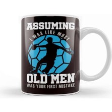 Baskı Dükkanı Old Man Handball Player Handballer Ball Sports Coach Court Kupa Bardak Porselen