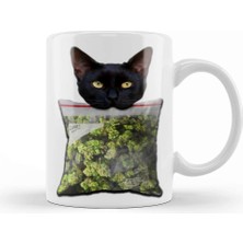 Baskı Dükkanı Stoner Lucky The Black Cat Kedi Kupa Bardak Porselen