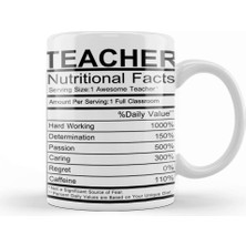 Baskı Dükkanı Teacher Nutritional Facts Kupa Bardak Porselen