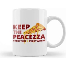Baskı Dükkanı Pizza Keep The Peacezza Kupa Bardak Porselen