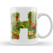 Baskı Dükkanı Yeni Yıl Yılbaşı Özel H Harfli Kupa Bardak Porselen