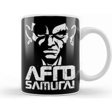 Baskı Dükkanı Kuma Samurai Afro Kupa Bardak Porselen