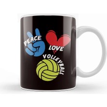 Baskı Dükkanı Peace Love Volleyball Player Game Team Coach Setter Training Kupa Bardak Porselen