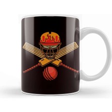 Baskı Dükkanı Cricketer Bat Ball Game Cricket Player Bowler Sports Kupa Bardak Porselen