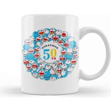 Baskı Dükkanı Happy 50TH Anniversary Doraemon Kupa Bardak Porselen