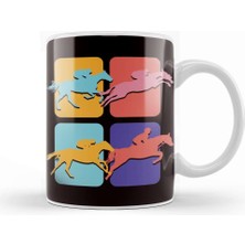Baskı Dükkanı Retro Pop Art Equestrian Sport Horse Riding Vintage Dressage Kupa Bardak Porselen