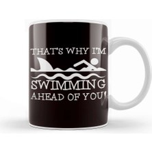 Baskı Dükkanı Funny Swimming Shark Swim Swimmer Water Sports Athlete Coach Kupa Bardak Porselen