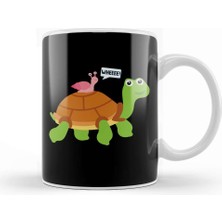 Baskı Dükkanı Wheee Snail Riding On Turtle Adorable Animal Kupa Bardak Porselen