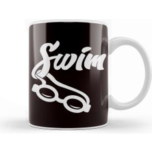 Baskı Dükkanı Swimming Goggles Swim Swimmer Freestyle Water Sports Athlete Kupa Bardak Porselen