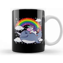 Baskı Dükkanı Adorable Unicorn Riding Narwhal Unicorn Of The Sea Kupa Bardak Porselen