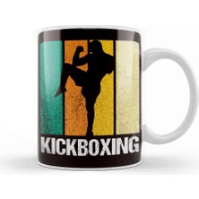 Baskı Dükkanı Retro Kickboxing Vintage Kickboxer Fighting Mma Fighter Kupa Bardak Porselen