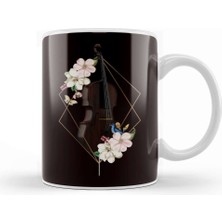Baskı Dükkanı Cello Flower Cellist Musical Instrument Classical Music Kupa Bardak Porselen