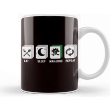 Baskı Dükkanı Eat Sleep Mahjong Player Mah-Jongg Tiles Board Game Chinese Kupa Bardak Porselen