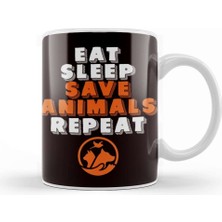 Baskı Dükkanı Eat Sleep Save Animals Dog Pet Animal Care Veterinarian Pets Kupa Bardak Porselen