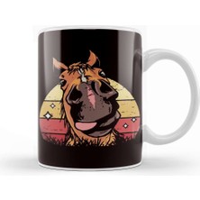 Baskı Dükkanı Funny Horse Head Retro Horses Fan Equestrian Sport Saddle Kupa Bardak Porselen