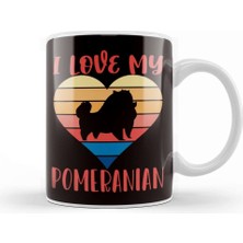 Baskı Dükkanı Retro Love Pomeranian Heart Pommy Pom German Spitz Puppy Pet Kupa Bardak Porselen