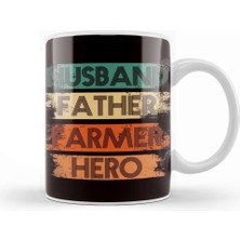 Baskı Dükkanı Husband Father Farmer Hero Farming Dad Daddy Stepdad Poppa Kupa Bardak Porselen