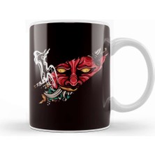 Baskı Dükkanı Japanese Warrior Mask Mempo Samurai Ninja Shinobi Fighter Kupa Bardak Porselen