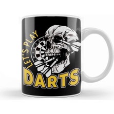 Baskı Dükkanı Lets Play Darts Skull Dartboard Arrow Dart Player Team Aim Kupa Bardak Porselen