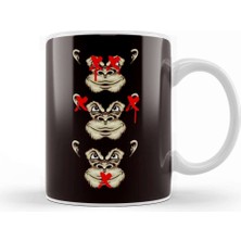 Baskı Dükkanı See Hear Speak No Evil Japan Wise Monkeys Japanese Emoticon Kupa Bardak Porselen