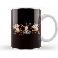 Baskı Dükkanı See Speak Hear No Evil Japan Emoticon Monkeys Japanese Art Kupa Bardak Porselen