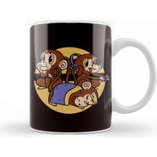 Baskı Dükkanı See Speak Hear No Evil Emoticon Japan Monkeys Japanese Art Kupa Bardak Porselen
