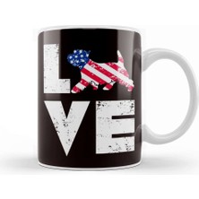 Baskı Dükkanı Love West Highland Terrier Westie Us American Flag Dog Breed Kupa Bardak Porselen