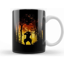Baskı Dükkanı Samurai Ronin Forest Sun Raise Vector Yellow Kupa Bardak Porselen