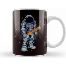 Baskı Dükkanı Astronaut Cricket Player Cricketer Bat Ball Game Kupa Bardak Porselen