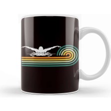 Baskı Dükkanı Vintage Swimmer Retro Swim Swimming Indoor Pool Instructor Kupa Bardak Porselen