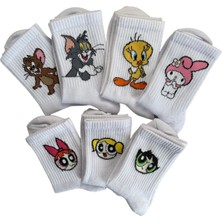 Çorap Dünyam 7’li  Anime Karakterli Tom&jerry  Neşeli Kolej Tenis Çorap