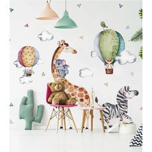 Kt Grup Pastel Hayvanlar Muhteşem Tropik Zürafa ve Arkadaşları Çocuk Odası Duvar Sticker Seti