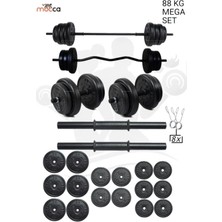 Moccastyle 88 kg Z-Barlı Megaset Halter Seti ve Dambıl Seti ,ağırlık  Seti, Fitnes