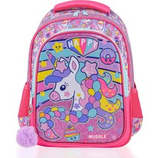 Muggle Okul Çantası Happy Unicorn Pembe MU-6443