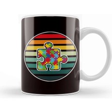 Baskı Dükkanı Retro Autistic Puzzle Autism Awareness Support Special Needs Kupa Bardak Porselen