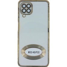 Plus Samsung M32 / F22 ile Uyumlu Roma Lensli Lazer Slot Şeffaf Kılıf