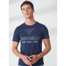 Fred Mello Bisiklet Yaka Mavi Erkek T-Shirt FM23S01TGBLUE