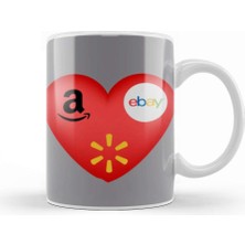 Baskı Dükkanı Shopping Online  19 Amazon Ebay Walmart Love Shopping Online Kupa Bardak Porselen