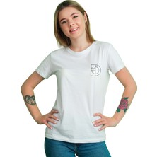 Duck Ördek Sırt Baskılı %100 Pamuk Kaliteli Beyaz Kadın T-Shirt