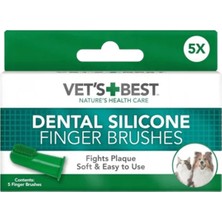 Vet's Best Kedi ve Köpekler Için Silikon Başlıklı Parmak Diş Fırçası 5,5cm (5'li) (Yeşil)