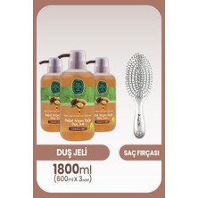 Eyüp Sabri Tuncer Argan Yağlı Duş Jeli 600 ml x 3 Adet ve Saç Fırçası