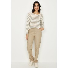 Kadın Renk Bloklu Örgü Triko Kazak