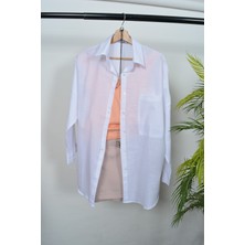 Larisa Collection Keten Tek Cepli Oversıze Gömlek