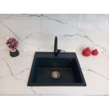 Granite Rising Granit Eviye Antrasit Renk 56x51 cm Üstten Montaj Tek Gözlü Mutfak Eviyesi