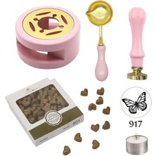 Profisher Davetiye Mum Mühürü Uygulama Seti Pembe Renk 917 Kelebek
